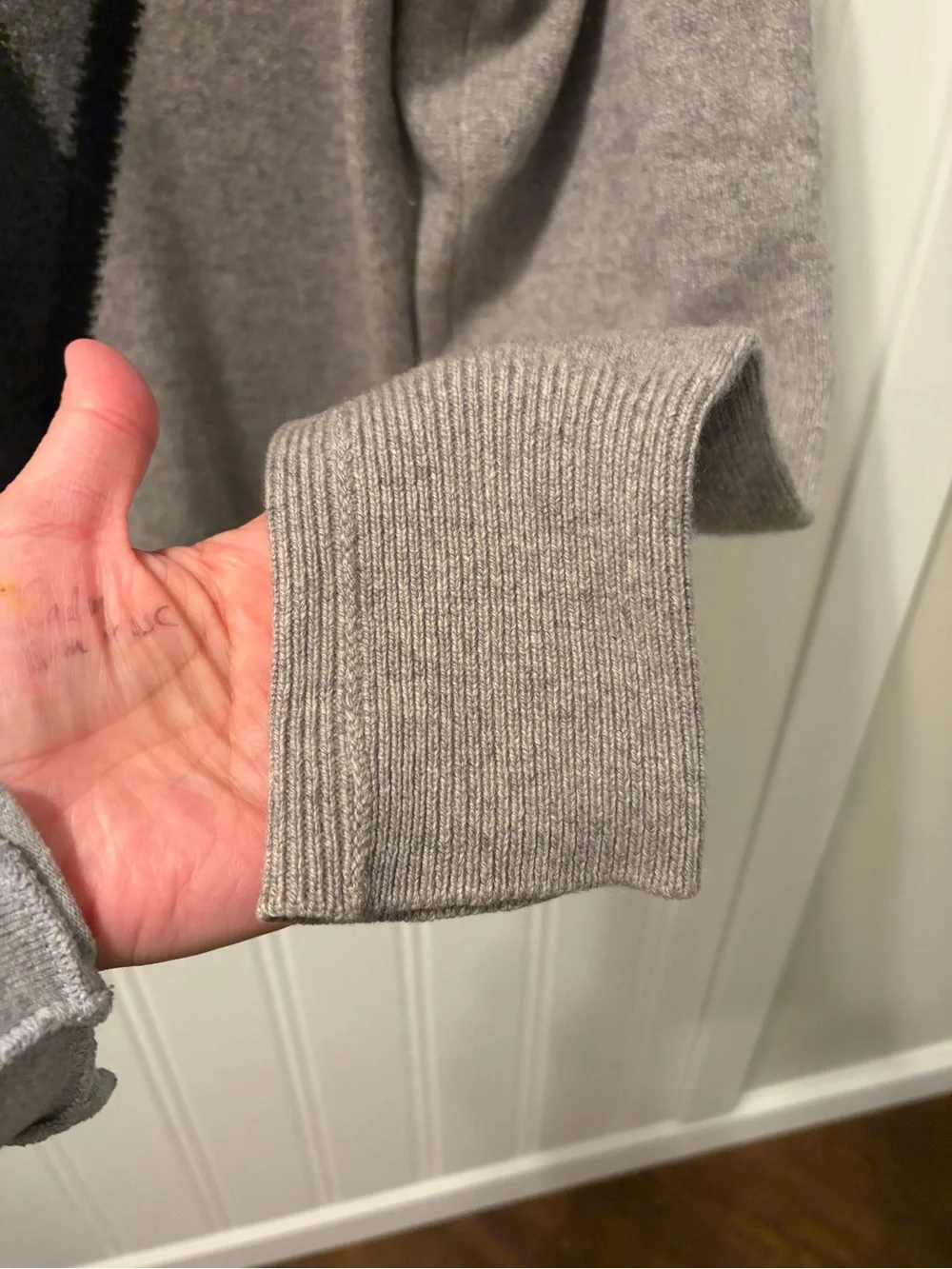 Vintage Scottish Cashmere Geometric V Neck Sweater Gray Black Made in Scotland